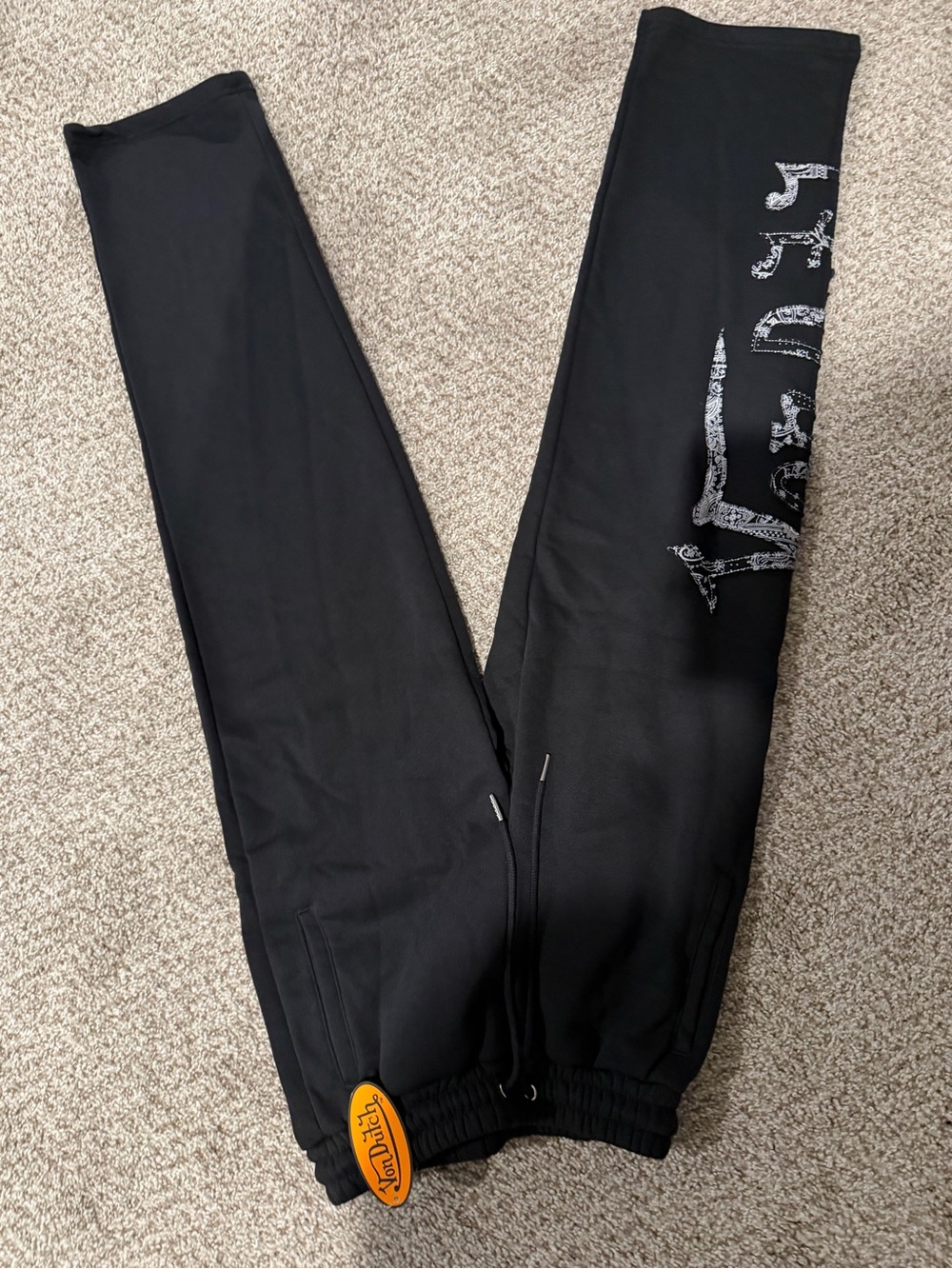Von Dutch Paisley Fleece Pants - Black